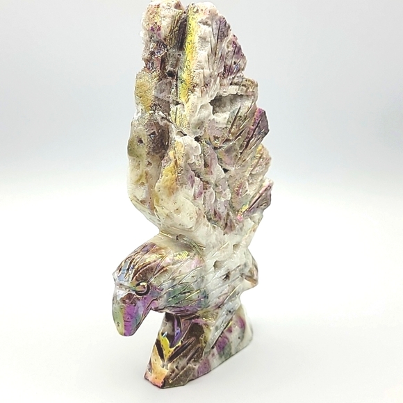 320g Aura Sphalerite Eagle Natural Gemstone Crystal Druzy Handmade Figurine - Picture 4 of 16